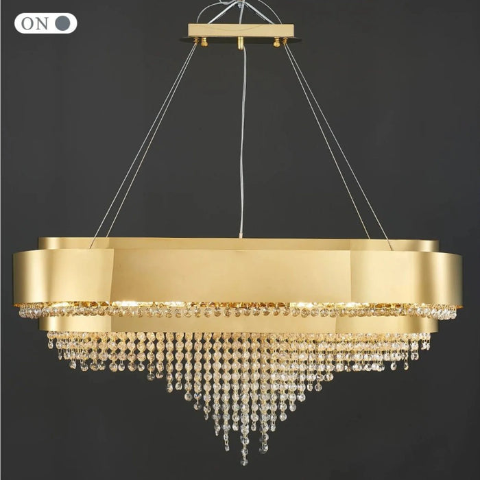 MIRODEMI® Villars-sur-Ollon | Gold Hanging Crystal Chandelier for Dining Room