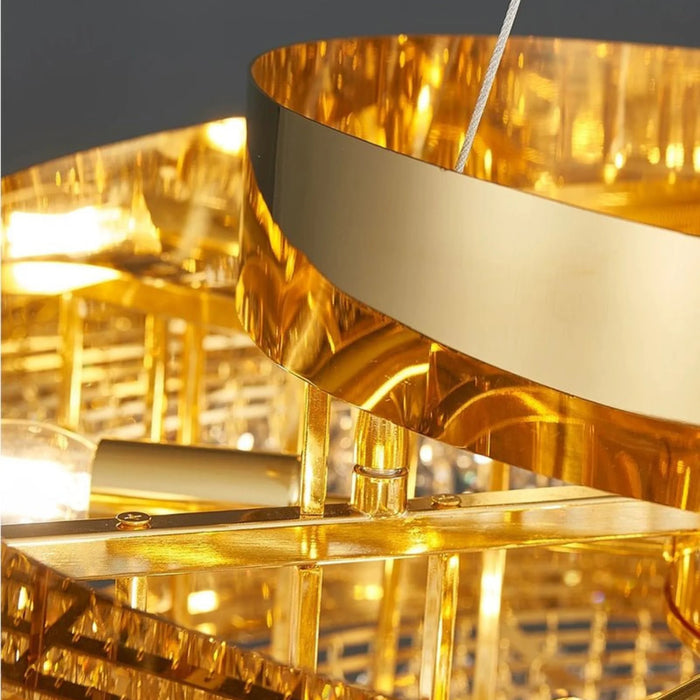 MIRODEMI® Villars-sur-Ollon | Gold Crystal Chandelier for Living Room