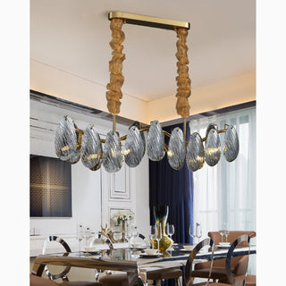 MIRODEMI Waremme Smoke gray/White Glass Rectangle Modern Chandelier For Dining Room