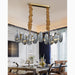 MIRODEMI Waremme Smoke gray/White Glass Rectangle Modern Chandelier For Dining Room