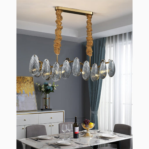 MIRODEMI Waremme Smoke gray/White Glass Rectangle Modern Chandelier For Home Decoration