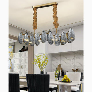 MIRODEMI Waremme Smoke gray/White Glass Rectangle Modern Chandelier For Kitchen Island