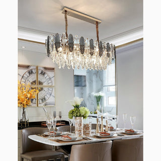 MIRODEMI Wavre Rectangle Gold Posh Crystal Shine Chandelier For Dining Room