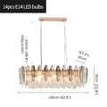 MIRODEMI Wavre Rectangle Gold Posh Crystal Shine Chandelier Sizes