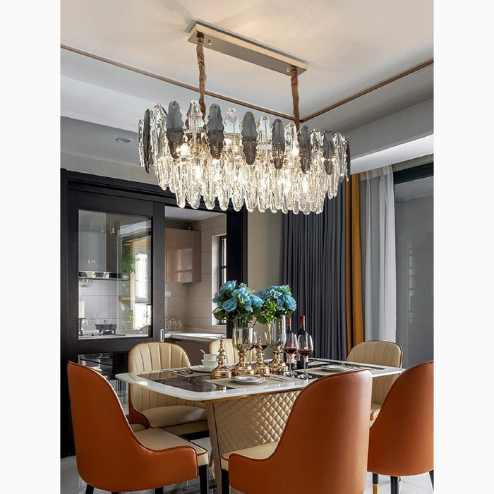 MIRODEMI Wavre Rectangle Gold Posh Crystal Shine Chandelier For Home Decoration