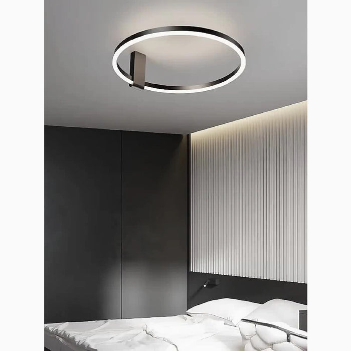 MIRODEMI® Wetzikon | Black Aluminum LED Ring Ceiling Lamp