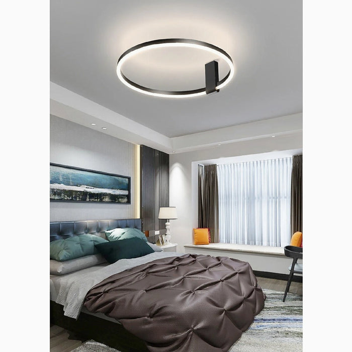 MIRODEMI® Wetzikon | Nordic Style Aluminum LED  black Ring Ceiling Lamp