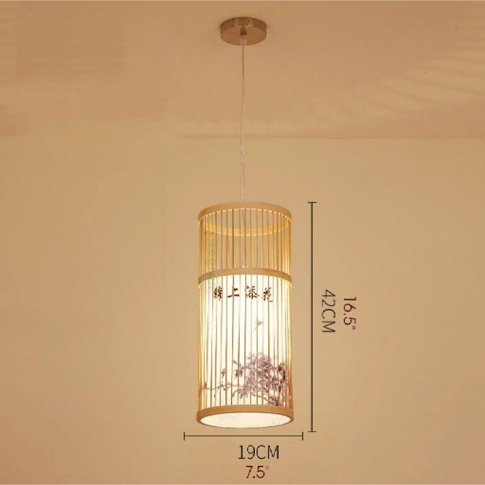 MIRODEMI® Ypres Creative Drum Japanese Chandelier made of Bamboo and Silk for Bedroom image | luxury furniture | japanese wall lamp