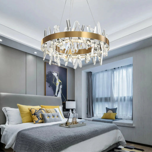 MIRODEMI® Zaccanopoli | Creative Gold Round Crystal Chandelier for Living Room