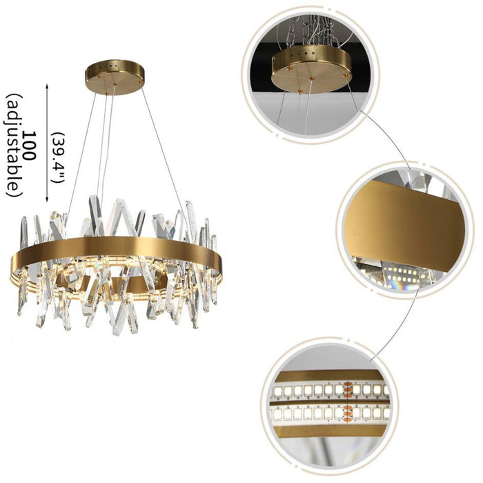 MIRODEMI® Zaccanopoli | Modern Gold Round Crystal Chandelier for Living Room