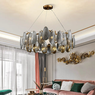 MIRODEMI® Zafferana Etnea | Round Smoke Gray Crystal Chandelier for Bedroom