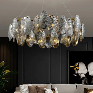 MIRODEMI® Zafferana Etnea | Round Smoke Gray Crystal Chandelier for Kitchen Island