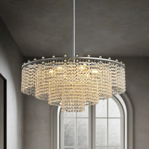 MIRODEMI® Zanè | Round Luxury Crystal White Chandelier for Living Room