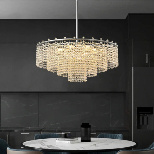 MIRODEMI® Zanè | Round Luxury Crystal White Chandelier for Kitchen