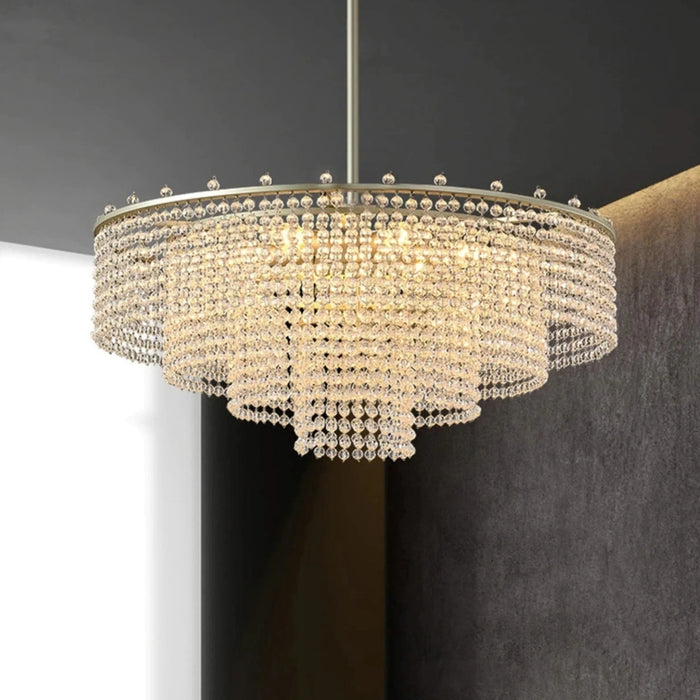 MIRODEMI® Zanè | Round Luxury Crystal White Chandelier for Dining Room