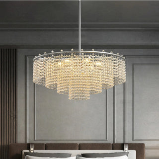 MIRODEMI® Zanè | Round Luxury Crystal White Chandelier for Bedroom