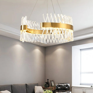 MIRODEMI® Zanica | Modern Round Gold Crystal Chandelier