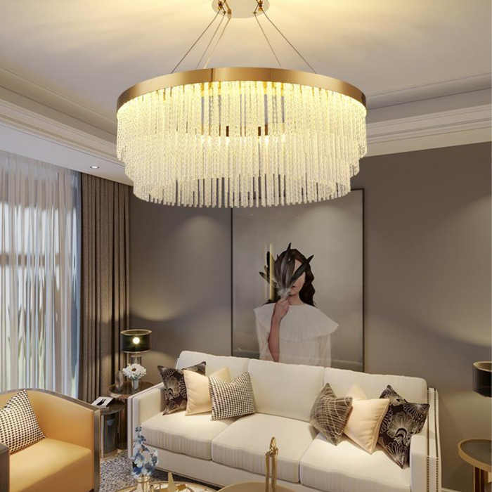 MIRODEMI® Zapponeta | Round/Oval Crystal Gold Chandelier for Living Room