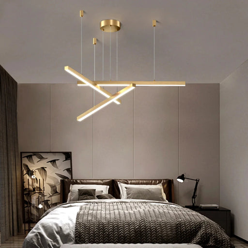 MIRODEMI® Zeccone | Minimalist Gold Long Line Chandelier for Bedroom