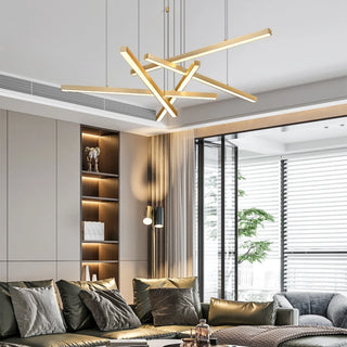 MIRODEMI® Zeccone | Minimalist Gold Long Line Chandelier for Living Room