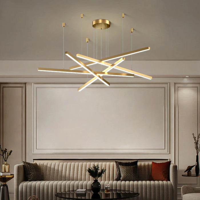 MIRODEMI® Zeccone | Minimalist Gold Long Line Chandelier for Kitchen