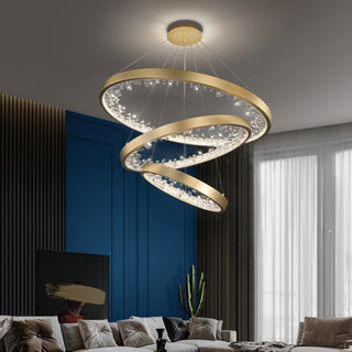 MIRODEMI® Zeddiani | Gold Rings Led Crystal Chandelier for Bedroom