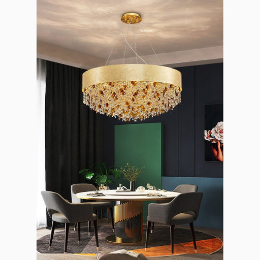 MIRODEMI Zeme Creative Luxury Round Gold Colored Crystal Chandelier For Dining Room