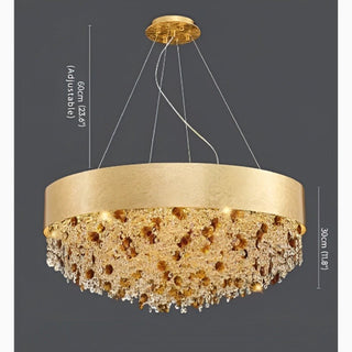 MIRODEMI Zeme Creative Luxury Round Gold Colored Crystal Chandelier Size