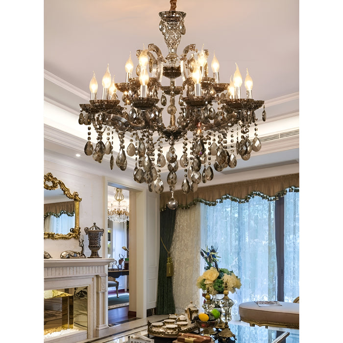 MIRODEMI Zenevredo | European-Style Retro Crystal Candle Shape Chandelier Amber Smoke Gray Clear Living Room Dining Room Bedroom Kitchen Island Hall Lobby Restaurant Bar