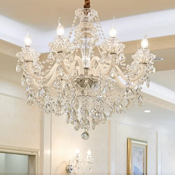 MIRODEMI Zenevredo | European-Style Retro Crystal Candle Shape Chandelier Amber Smoke Gray Clear Living Room Dining Room Bedroom Kitchen Island Hall Lobby Restaurant Bar