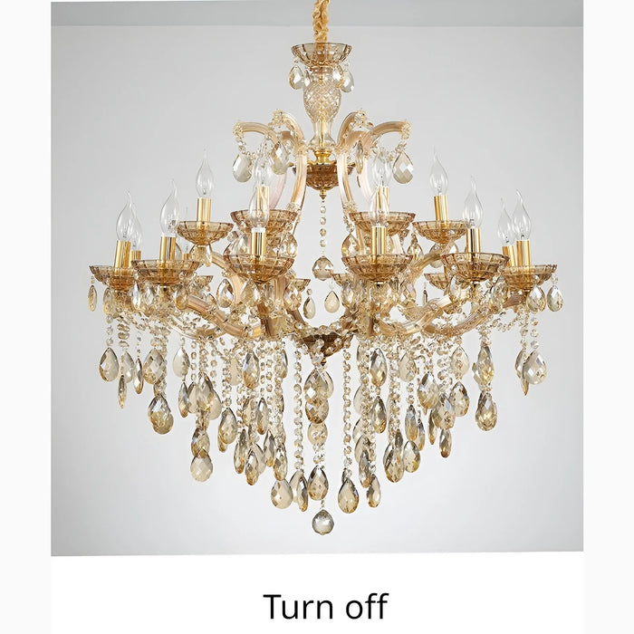 MIRODEMI Zenevredo | European-Style Retro Crystal Candle Shape Chandelier Amber Smoke Gray Clear Living Room Dining Room Bedroom Kitchen Island Hall Lobby Restaurant Bar