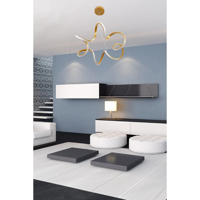MIRODEMI® Zerba | White/Gold Aluminum Chandelier with 3 color LED Technology