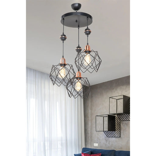MIRODEMI® Zeri | Modern Black Triple Cobweb Design Cocoon Chandelier For Living Room