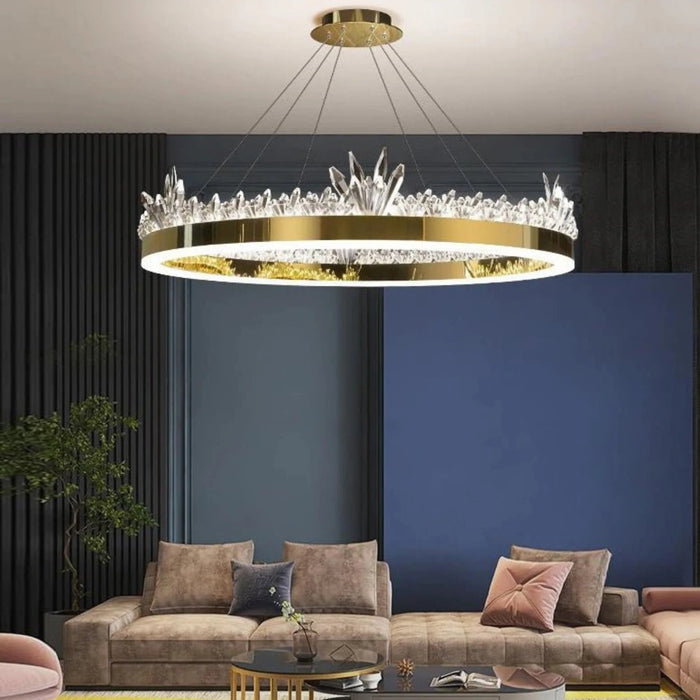 MIRODEMI® Zermatt | Crown Design Crystal Light Fixture for Living Room
