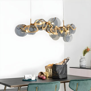 MIRODEMI Zero Branco Modern Creative Gold Glass Rectangle Chandelier Live Photo