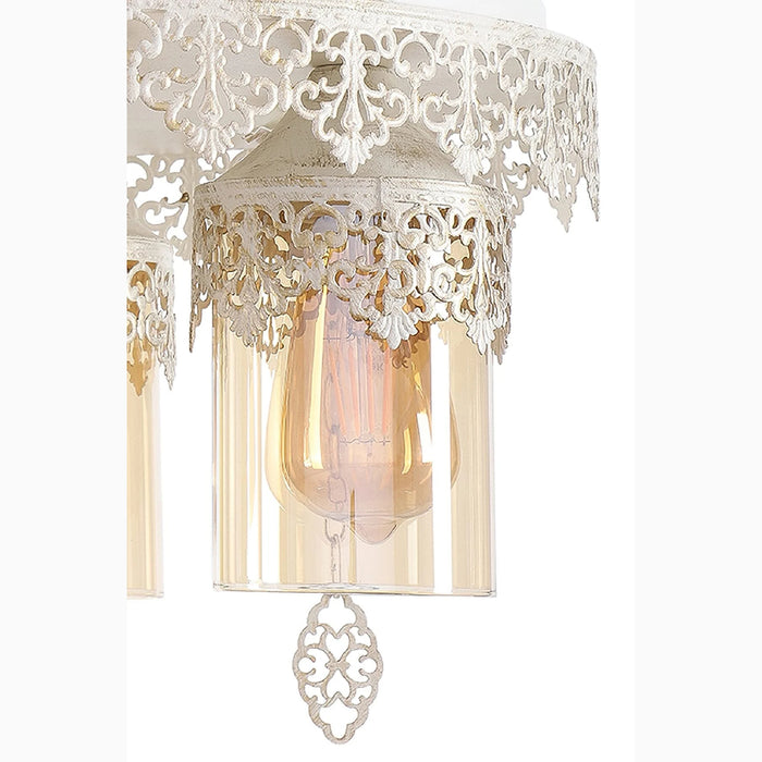 MIRODEMI Zevio White Elegant Double-Filled Ornamental Glass Chandelier Lampshade Details