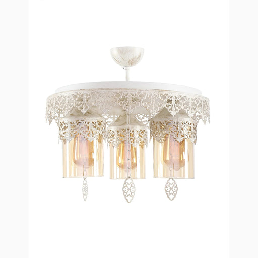 MIRODEMI Zevio White Elegant Double-Filled Ornamental Glass Chandelier Lights Off