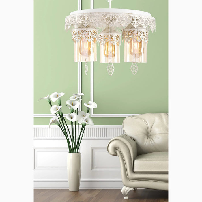 MIRODEMI Zevio White Elegant Double-Filled Ornamental Glass Chandelier For Living Room