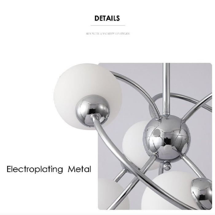 MIRODEMI Zibido San Giacomo Glass LED Ball Chrome Plated Metal Chandelier Parameters