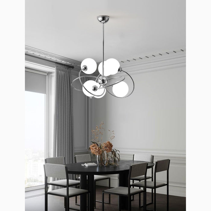 MIRODEMI Zibido San Giacomo Glass LED Ball Chrome Plated Metal Chandelier For Dining Room