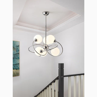 MIRODEMI Zibido San Giacomo Glass LED Ball Chrome Plated Metal Chandelier For Staircase