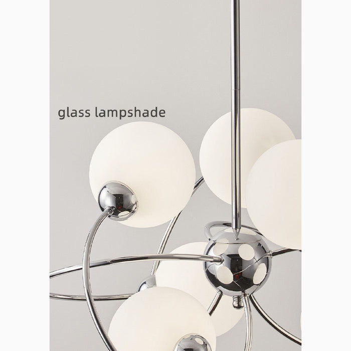 MIRODEMI Zibido San Giacomo Glass LED Ball Chrome Plated Metal Chandelier Lampshade Details