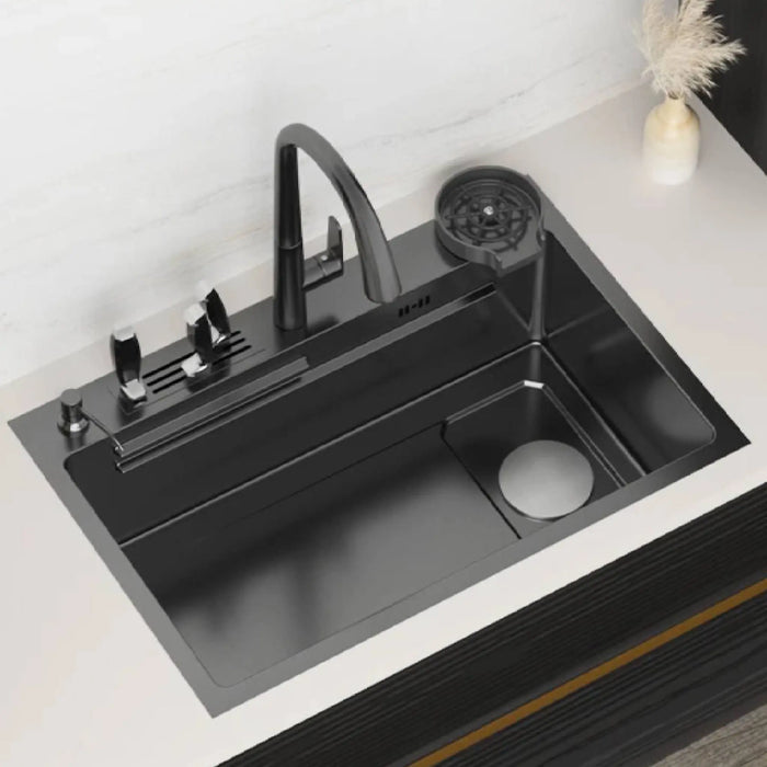 MIRODEMI® Zogno | Stylish Multifunction Topmount Stainless Steel Sink 304 with Knife Holder for Kitchen