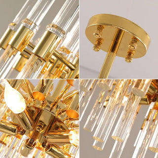 MIRODEMI® Zuccarello | Abstract Design Gold Glass Hanging Chandelier