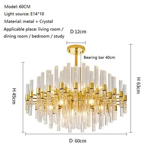 MIRODEMI® Zuccarello | Abstract Design Gold Glass Hanging Chandelier