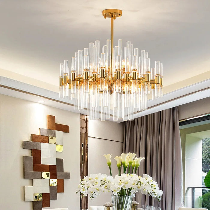 MIRODEMI® Zuccarello | Abstract Design Gold Glass Hanging Chandelier