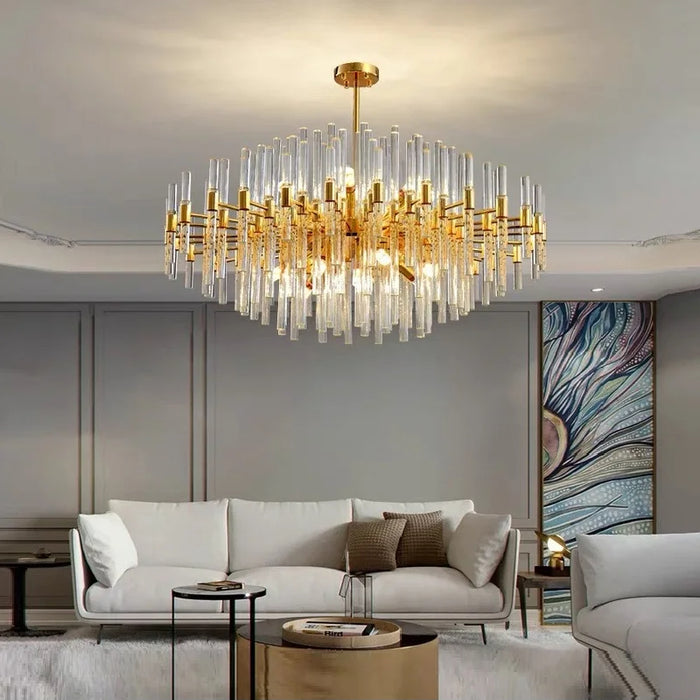 MIRODEMI® Zuccarello | Abstract Design Gold Glass Hanging Chandelier