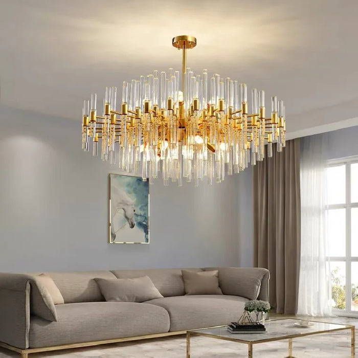 MIRODEMI® Zuccarello | Abstract Design Gold Glass Hanging Chandelier