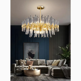 MIRODEMI® Zuccarello | Abstract Design Gold Glass Hanging Chandelier Style 1 for Living Room