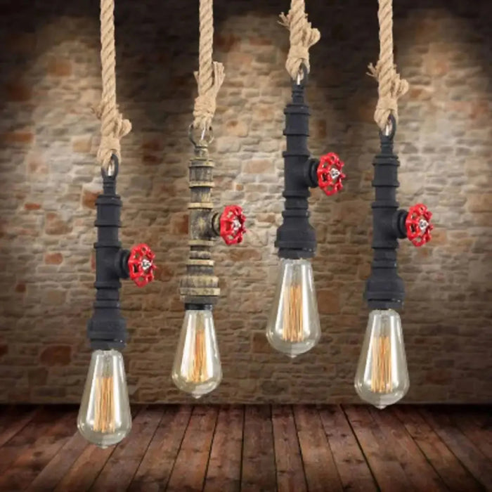 MIRODEMI® Zumaglia | Retro Industrial Hemp Rope Hanging Pendant Chandelier